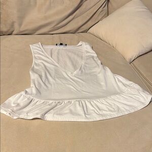 Lulu's White Asymmetrical Ruffled Tank Top